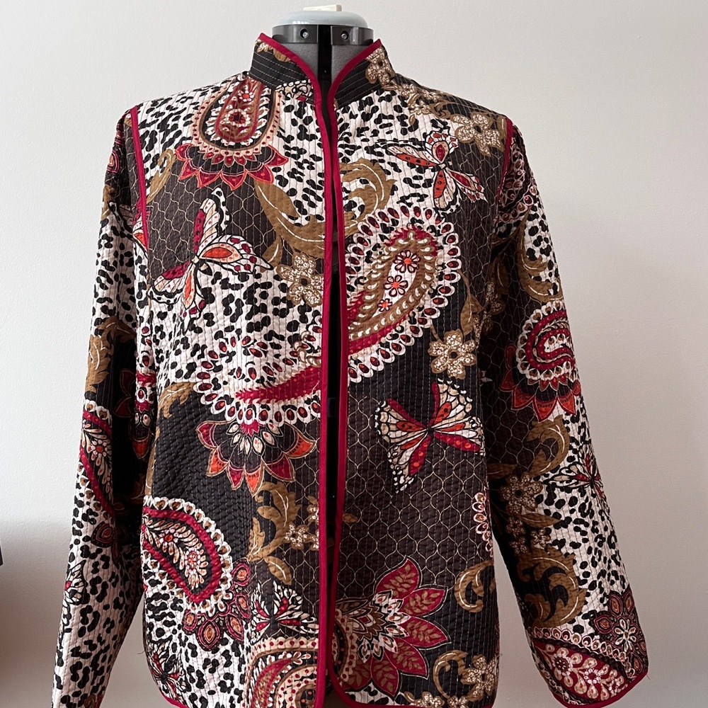 NOT AVAILABLE Alfred Dunner Oriental Jacket Size 14 RED BROWN Paisley
